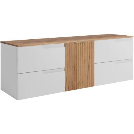 Waschtischunterschrank - 160 cm - Weiße Eiche - Modernes Design - Elegante Funktionalität