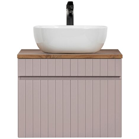 Waschtischunterschrank 60 cm Keramik Waschbecken altrosa Eiche IRAKLIO-56-ROSE