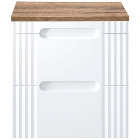Waschtischunterschrank 60cm FAIRFIELD-56 in weiß mit Eiche Nb., B/H/T ca. 60,4/64,5/46 cm
