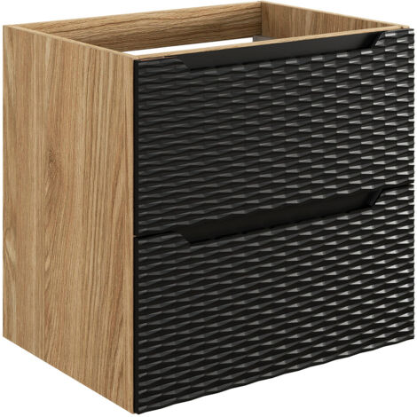 Waschtischunterschrank 60cm in Eiche mit schwarz OLUO-56-BLACK