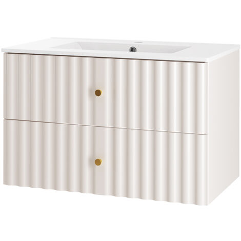 Waschtischunterschrank 80 cm breit inkl. Waschbecken in weiß matt AQUINO-140
