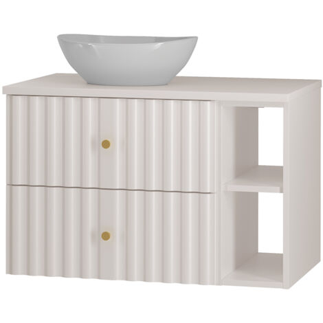 Waschtischunterschrank 80 cm breit inkl. Waschtbecken in weiß matt AQUINO-140