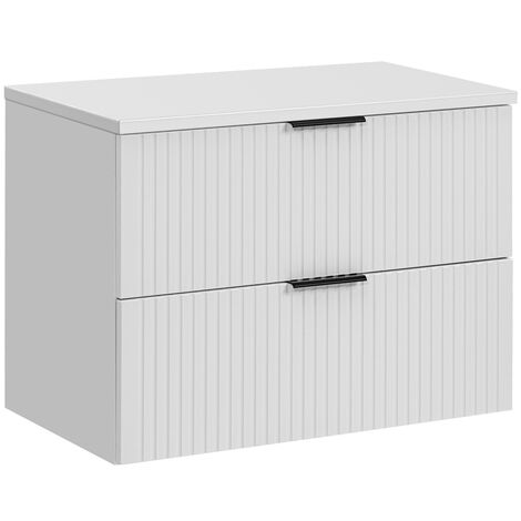 Waschtischunterschrank 80 cm in weiß matt mit gerillter Front, 2 Softclose-Auszüge, ADELAIDE-56-WHITE