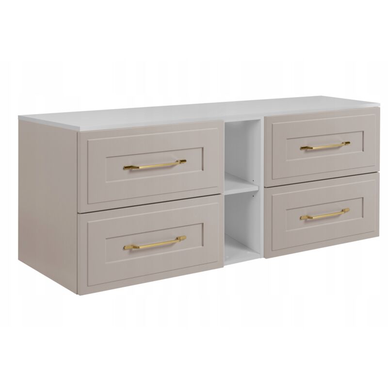 Rodan Fabryka Mebli Waschtischunterschrank - 140 Cm - Kashmir Und Weiß - Moderner Stil - Top-qualität