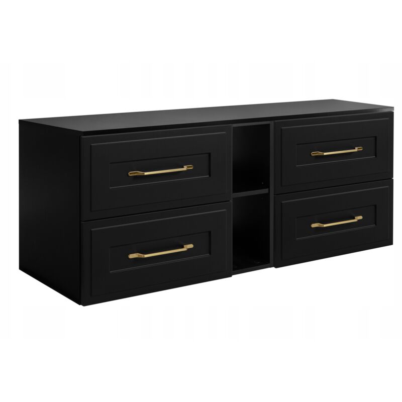 Rodan Fabryka Mebli Waschtischunterschrank - 140 Cm - Schwarz - Elegantes Design - Mit Soft Close Schubladen