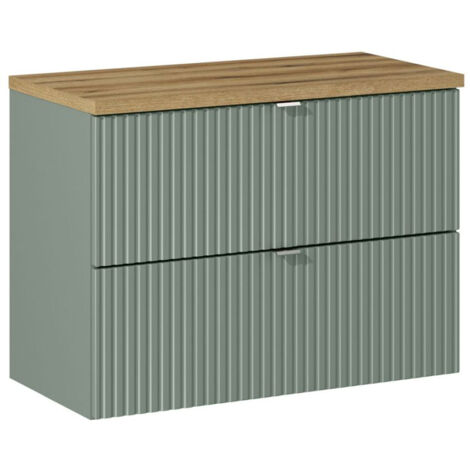 Waschtischunterschrank 80cm in grün und Eiche NEWPORT-56-GREEN
