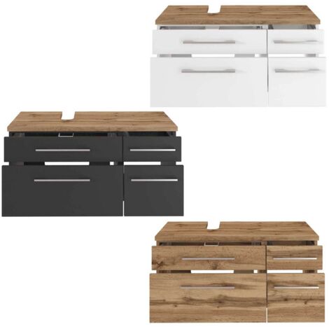 Waschtischunterschrank 90 cm,  Siphonausschnitt Links TAREE-03 in matt grau