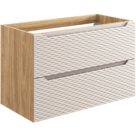 Waschtischunterschrank 90cm in Eiche mit beige OLUO-56-BEIGE