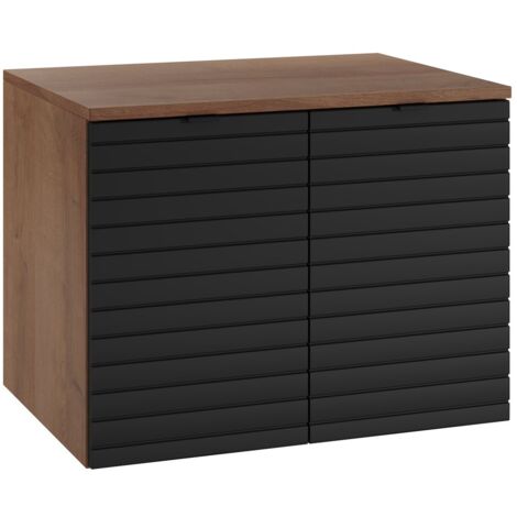 Waschtischunterschrank Dover 60 x 44 x 46 cm - Eiche mit Schwarz