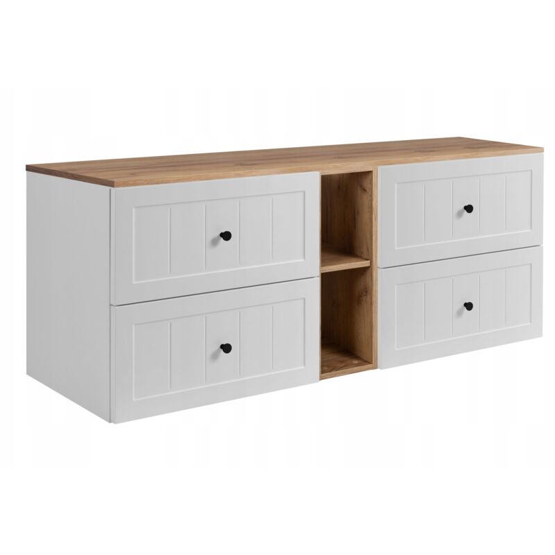 Rodan Fabryka Mebli Waschtischunterschrank Gusto - 140 Cm - Weiß Und Eiche - Elegantes Design - Soft Close
