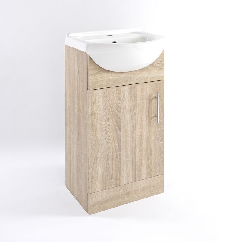 Waschtischunterschrank mit Aufsatzwaschbecken 455mm Eiche mit einer Tür ohne Armatur  - Onlineshop ManoMano