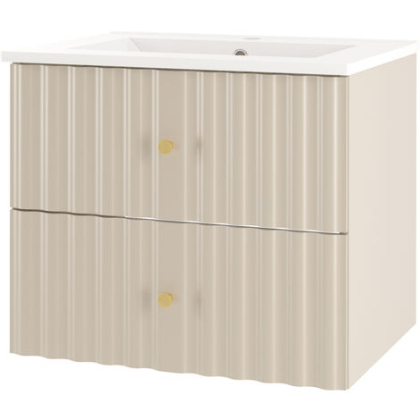 Waschtischunterschrank mit Waschbecken 60 cm breit in kaschmir AQUINO-140