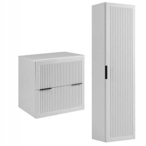 Waschtischunterschrank-Set - 60 cm - Weiß - Modernes Design - Optimaler Stauraum