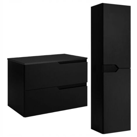 Waschtischunterschrank-Set - 80 cm - Schwarz - Modernes Design - Praktisch und elegant
