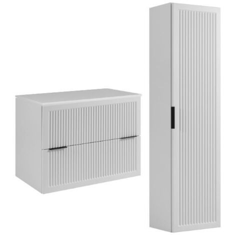 Waschtischunterschrank-Set - 80 cm - Weiß - Modernes Design - Praktische Aufbewahrung