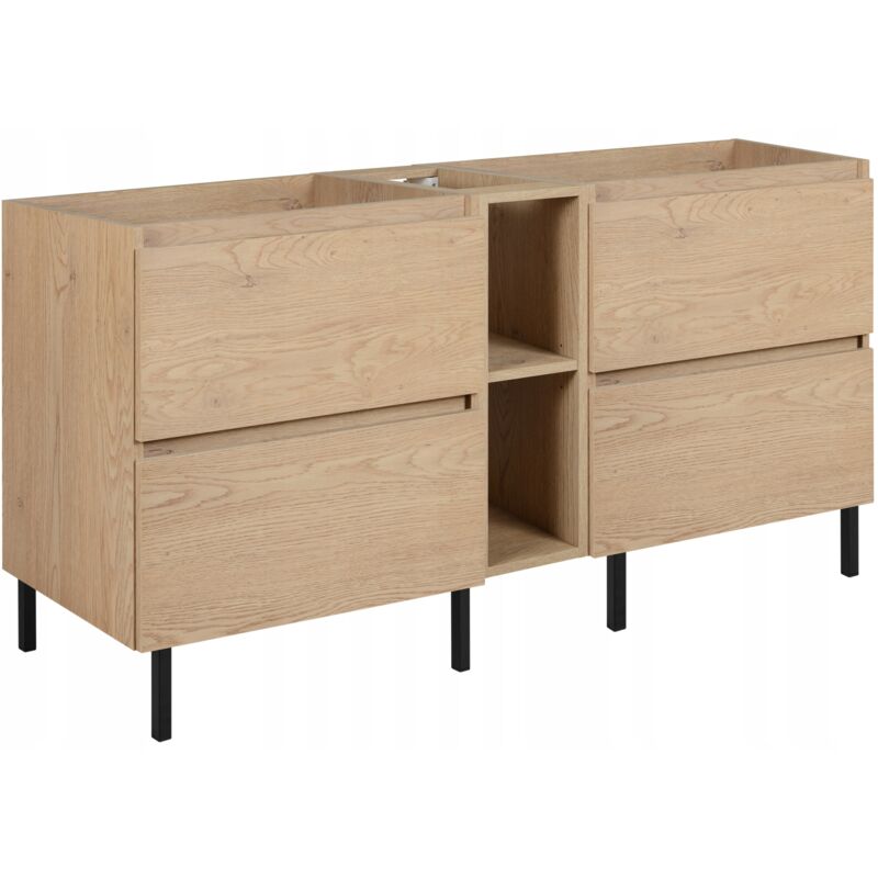 Rodan Fabryka Mebli Einzelne Waschtischunterschrank - 140 Cm - Helle Eiche - Minimalistisches Design - Mit Regal