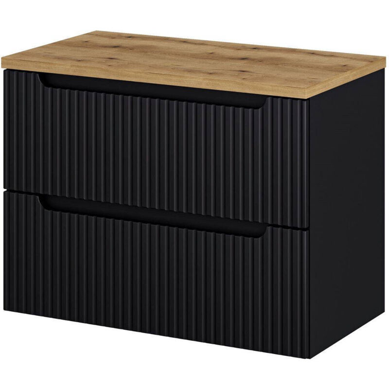 [en.casa] - Waschtischunterschrank Skelbolu 80x60x40 Cm Schwarz/eiche