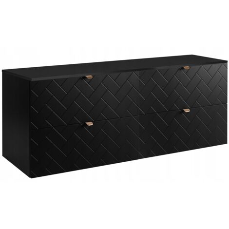 Waschtischunterschrank Trend 160  - Schwarz - Glamouröses Design - 4 Soft Close Schubladen