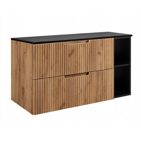 Waschtischunterschrank VENA - 100 cm - Schwarze Eiche - Modernes Design - Geriffelte Fronten