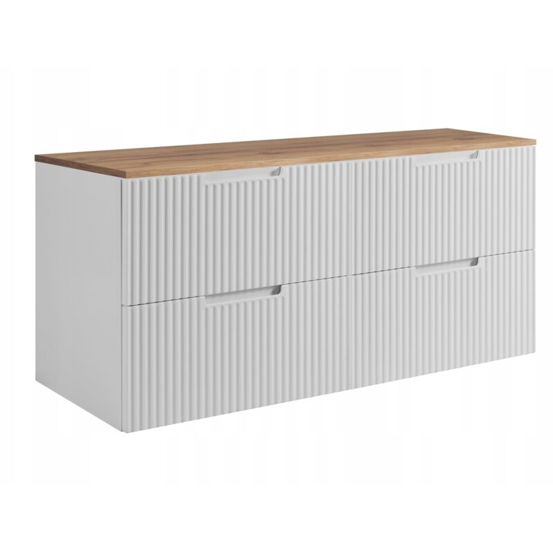Rodan Fabryka Mebli Waschtischunterschrank 120 Cm - Weiß - Gerillte Fronten - Elegantes Und Praktisches Design