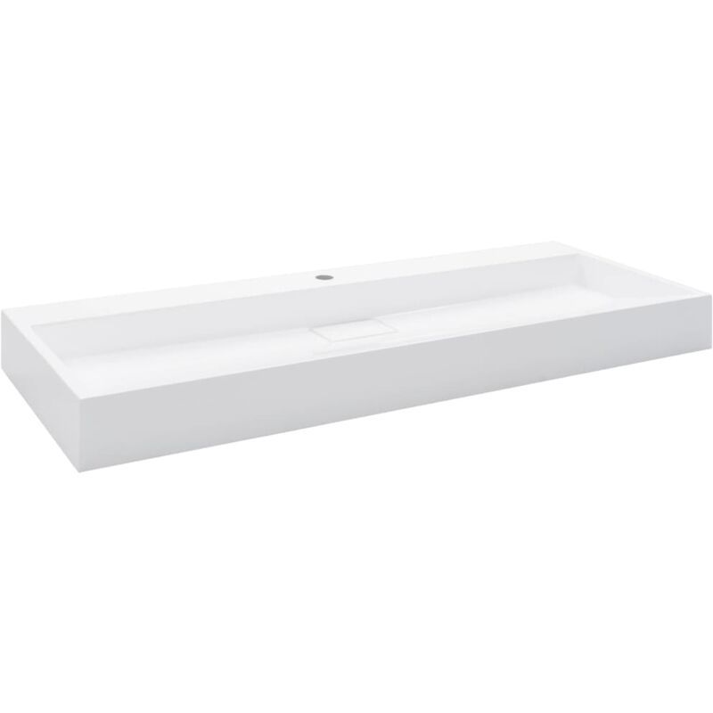 Wash Basin 120x46x11 cm Mineral Cast/Marble Cast White - White - Vidaxl