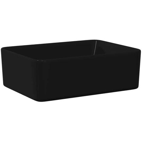 Wash Basin 40x30x13 cm Ceramic Black vidaXL