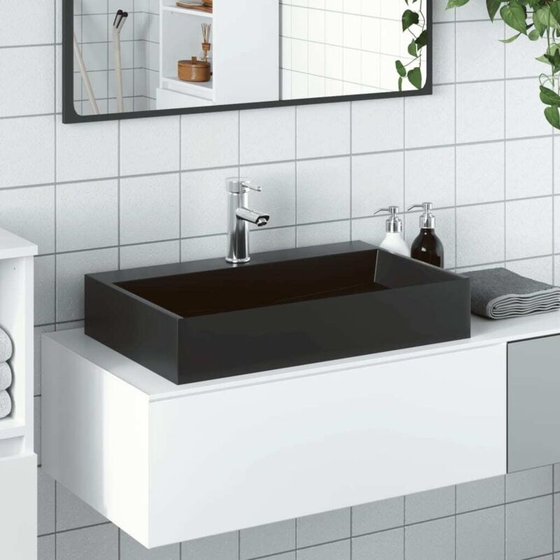 Vidaxl - Wash Basin 60x38x11 Cm Mineral Cast/marble Cast Matt Black
