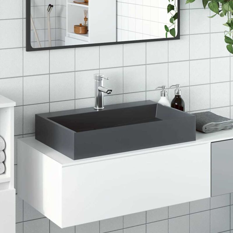 Vidaxl - Wash Basin 60x38x11 Cm Mineral Cast/marble Cast Anthracite