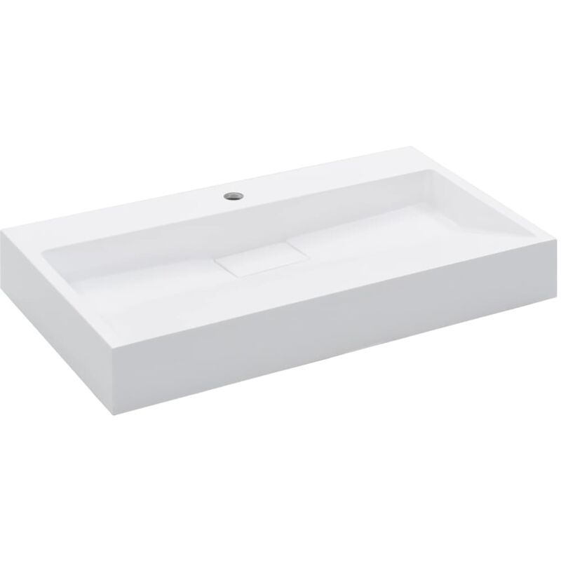 Wash Basin 80x46x11 cm Mineral Cast/Marble Cast White - White - Vidaxl