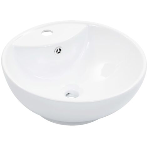 Wash Basin with Overflow 46.5x18 cm Ceramic White vidaXL