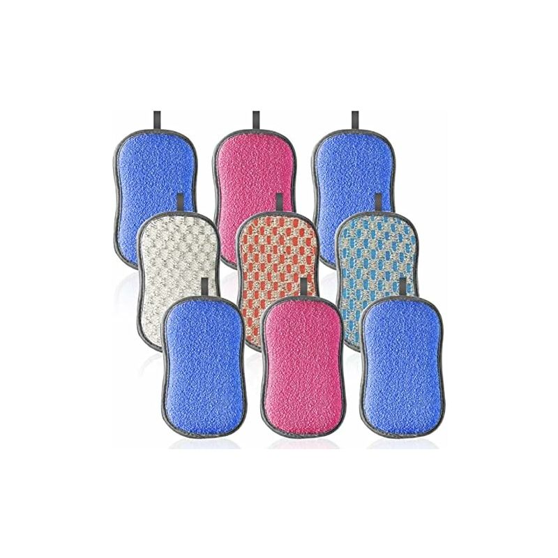 Washable Sponge 9 Pcs - Reusable Dishwasher Sponge - Antibacterial Microfiber Sponge