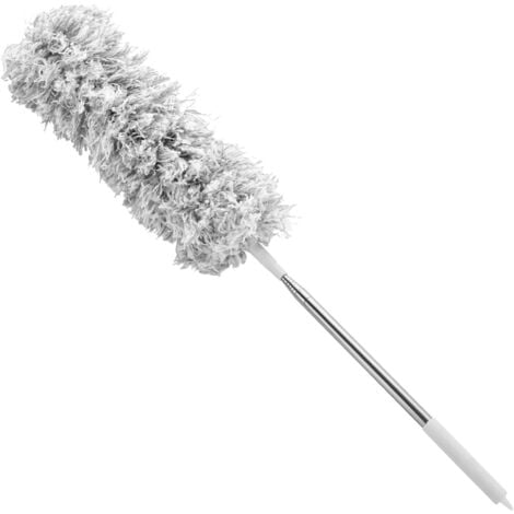 Washable Telescopic Duster, Long Extendable up to 2.45 m, with Telescopic Rod and Bendable, Cobweb Broom for High Ceilings, Ceiling Fan, Spider Webs, Corner Broom Gray
