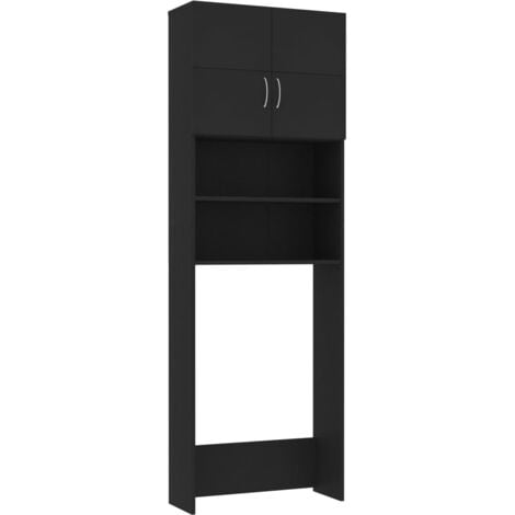 Washing Machine Cabinet Black 64x25.5x190 cm Chipboard