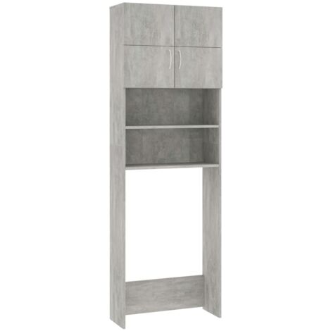 Washing Machine Cabinet Concrete Grey 64x25.5x190 cm Chipboard