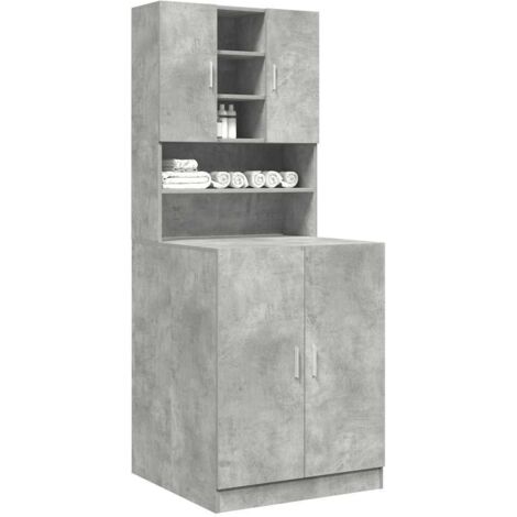Washing Machine Cabinets 2 pcs Concrete Grey Engineered wood vidaXL