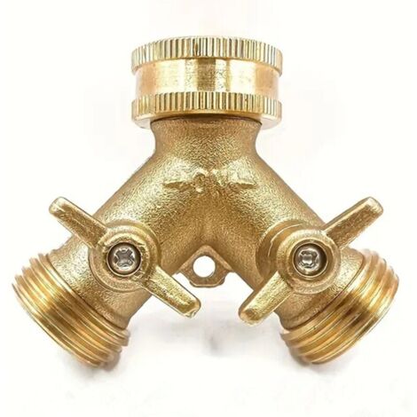 Washing Machine Double Tap, 3/4 Inch 2 Way Y Connector Garden Hose with Independent Valves for Garden, Outdoor Vegetable Garden MUMU