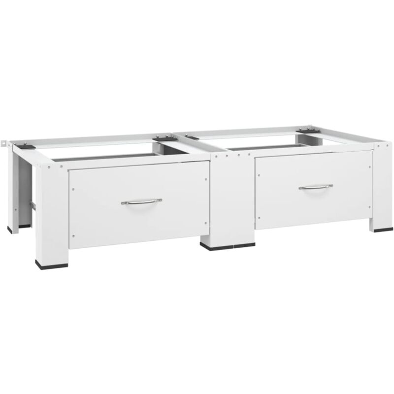 Double Washing and Drying Machine Pedestal with Drawers White vidaXL