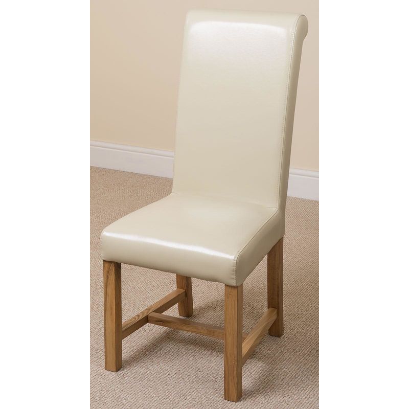 Washington Scroll Top Dining Chair [Ivory Leather]