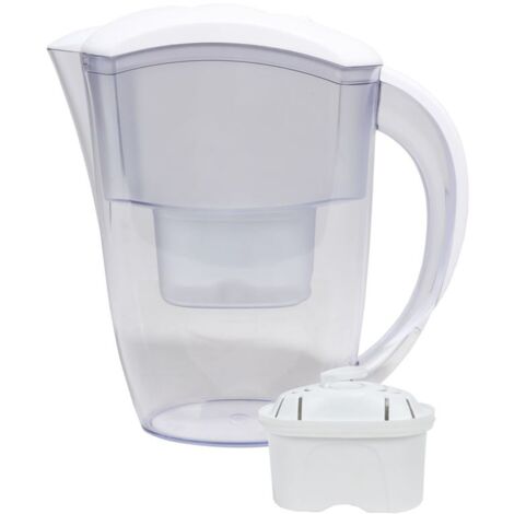 Wasser-Filterkanne mit Filterkartusche 2,4L Wasserfilter Wasserkanne Trinkwasser - weiss