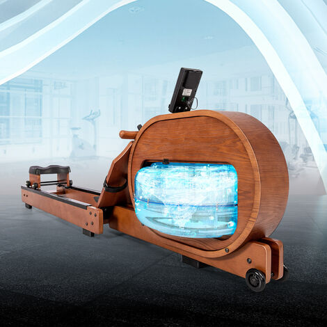 Merax Rudergerät mit APP und Display, Holz-Wasser-Rudergerät,  Wasserrudergrät aus Massivholz, klappbar
