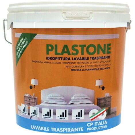 WASSERABWASCHBARER ATMUNGSAKTIVER LACK "PLASTONE" LT.5 WEISS MATT FÜR INTERIEUR