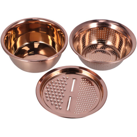 Wasserbecken-Set, Küchenutensilien, 3-in-1 rostfreies Edelstahl-Multifunktions-Beckenreibe-Set für Zuhause, Restaurant und Hotel (oder rosa)