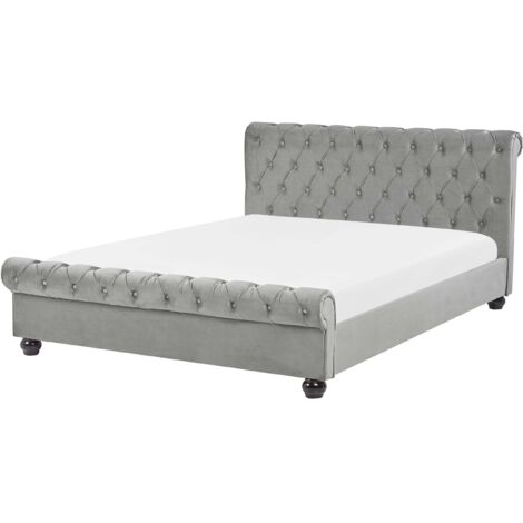Wasserbett Samtstoff AVALLON 180 x 200 cm Grau