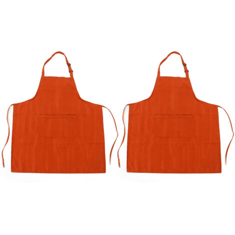 Wasserdichte, atmungsaktive Küchenschürze mit Tasche und verstellbarem Kopfband, 2er-Pack, orange, zum Grillen und Backen