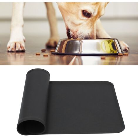 Wasserdichte, auslaufsichere Silikonmatte für Futter- und Wassernäpfe von Haustieren – Schwarz – 30 x 48 cm