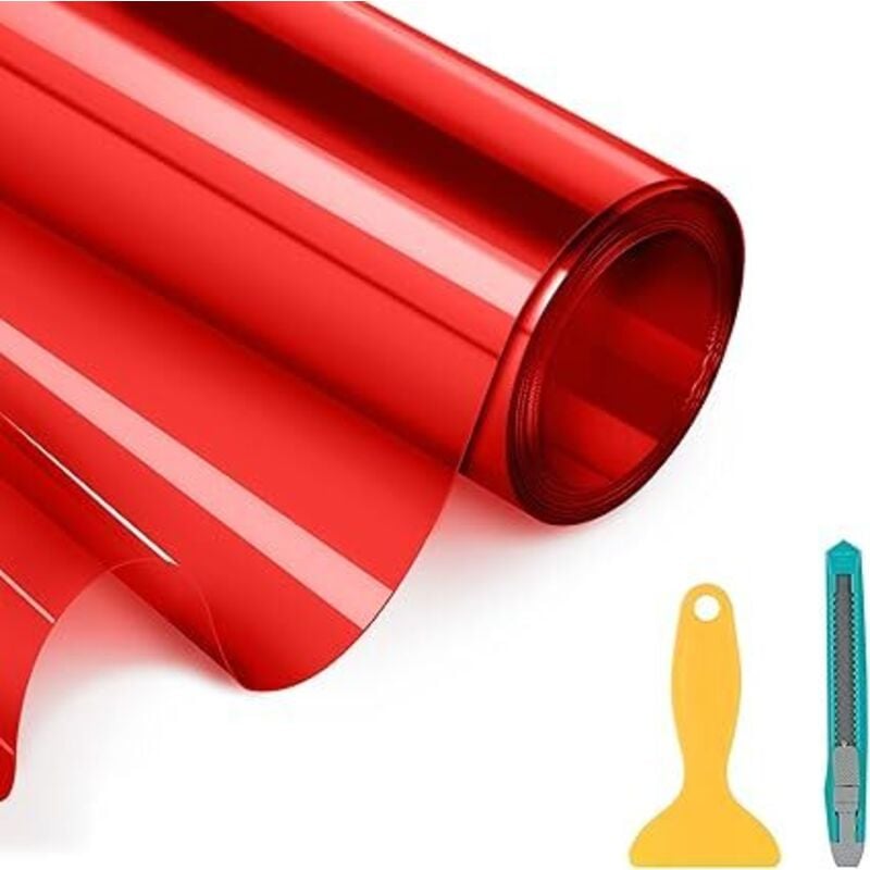 Image of Wasserdichte Autoscheinwerferfolie, Tönungsfolie für Autoscheinwerfer, 200 x 30 cm, Rot