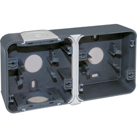 Wasserdichte Box für 2 horizontale Außenmontage - IP55 - OXXO Farbe Grau