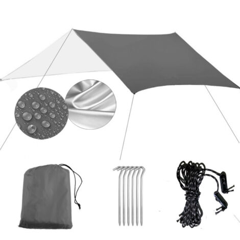 Wasserdichte Campingplane mit Silberbeschichtung – Sonnen- und Regenschutz für Hängematte, Strand, Picknick und Wandern