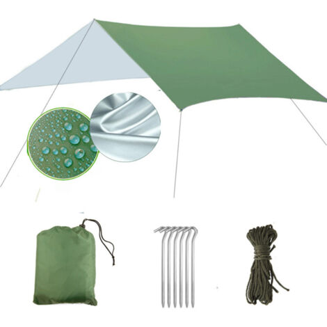 Wasserdichte Campingplane mit Silberbeschichtung – Sonnen- und Regenschutz für Hängematten, Strand und Picknicks im Freien