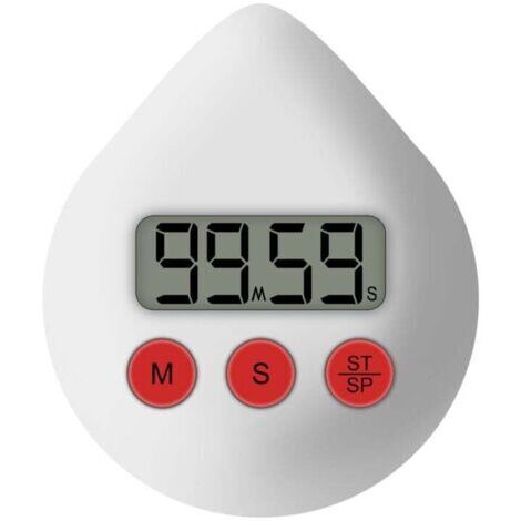 Wasserdichte digitale Badezimmeruhr mit Duschtimer, Temperatur- und Feuchtigkeitsanzeige, optischem Countdown und Wandhalterung, weiß.